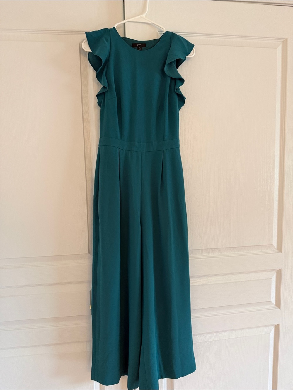 Teal Ruffle-Sleeve Jumpsuit